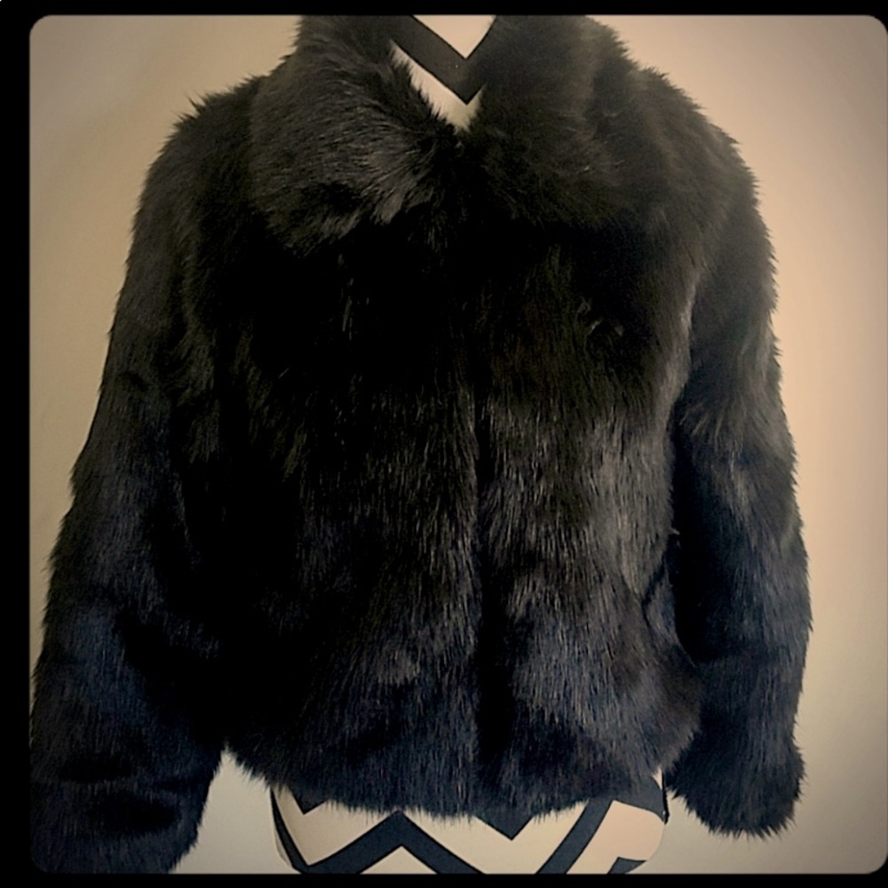 Elegant Black Faux Fur Jacket